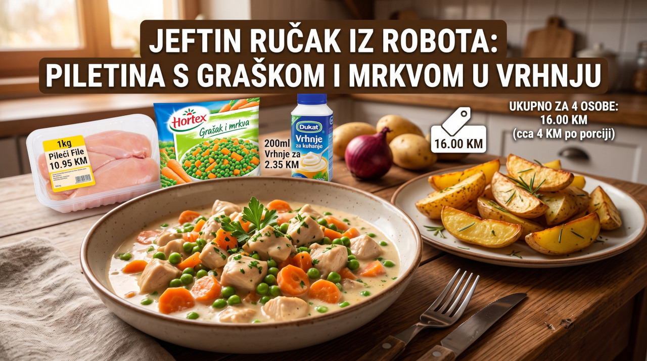 Piletina s graškom i mrkvom – jeftin ručak iz Robota